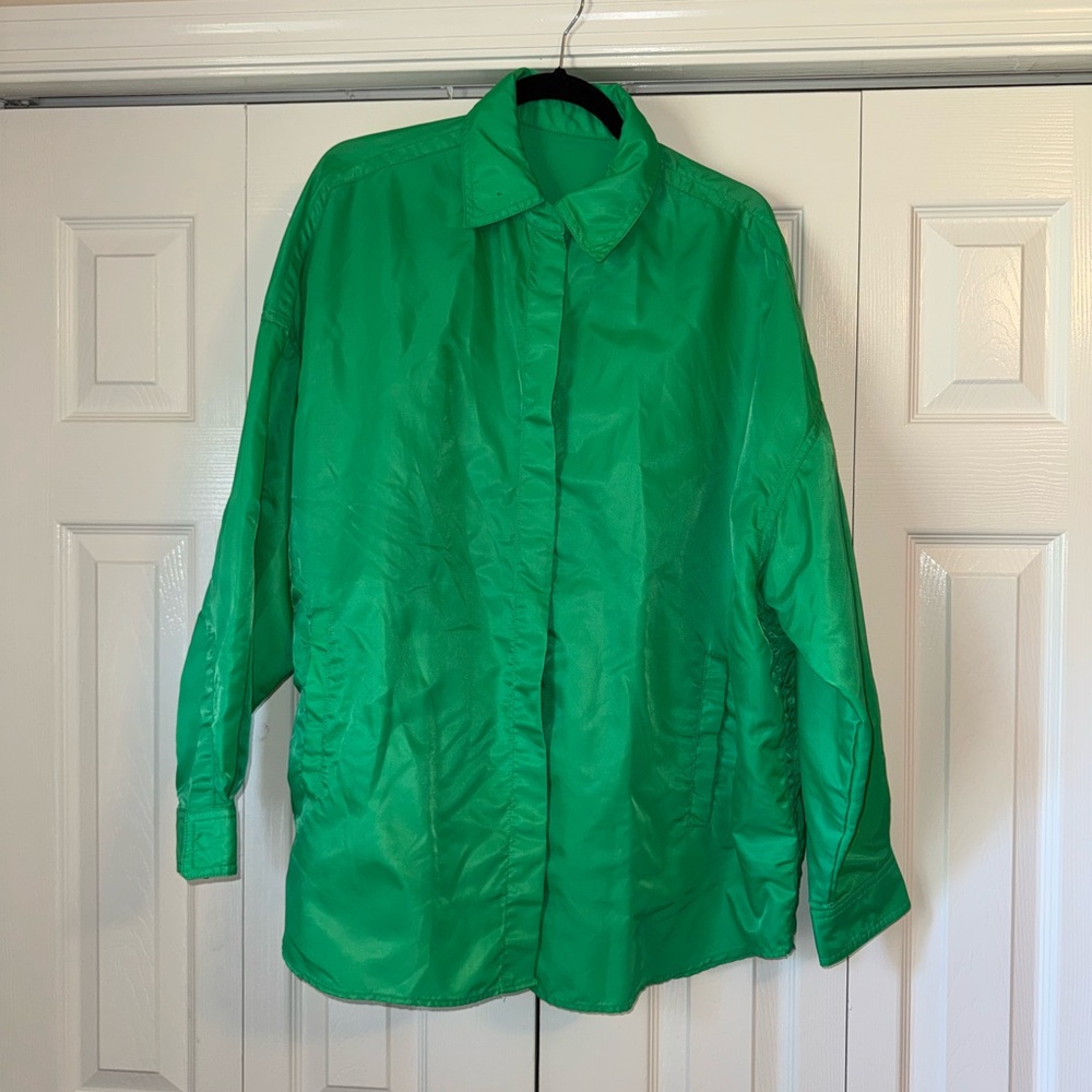 The Frankie Shop ‘Perla’ Shirt Jacket - OVERSIZED SHIRT JACKET IN NEON GREEN